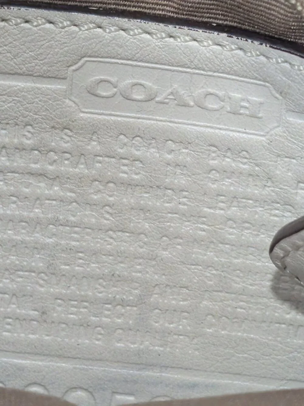 Coach Soho Slim (#1452) In White Leather, Silver Buckles Long Straps.